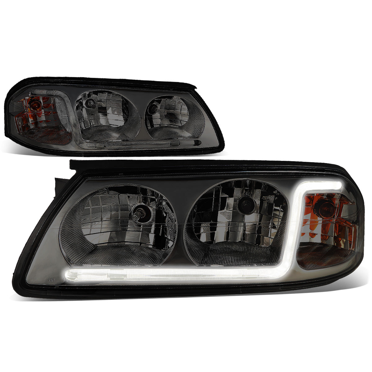 FAROS 00-05 CHEVY IMPALA 4-DOOR - LED DRL - SMOKE HOUSING / CLEAR CORNER - 9006 LOW BEAM / 9005 HIGH BEAM