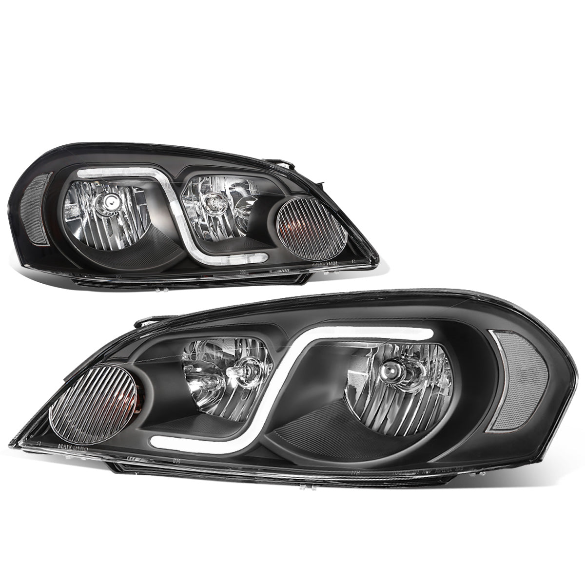 FAROS 06-13 CHEVY IMPALA / 06-07 MONTE CARLO / 14-16 CHEVY IMPALA LIMITED 2/4-DOOR - LED DRL - BLACK HOUSING / CLEAR CORNER - H11 LOW BEAM / H9 HIGH BEAM