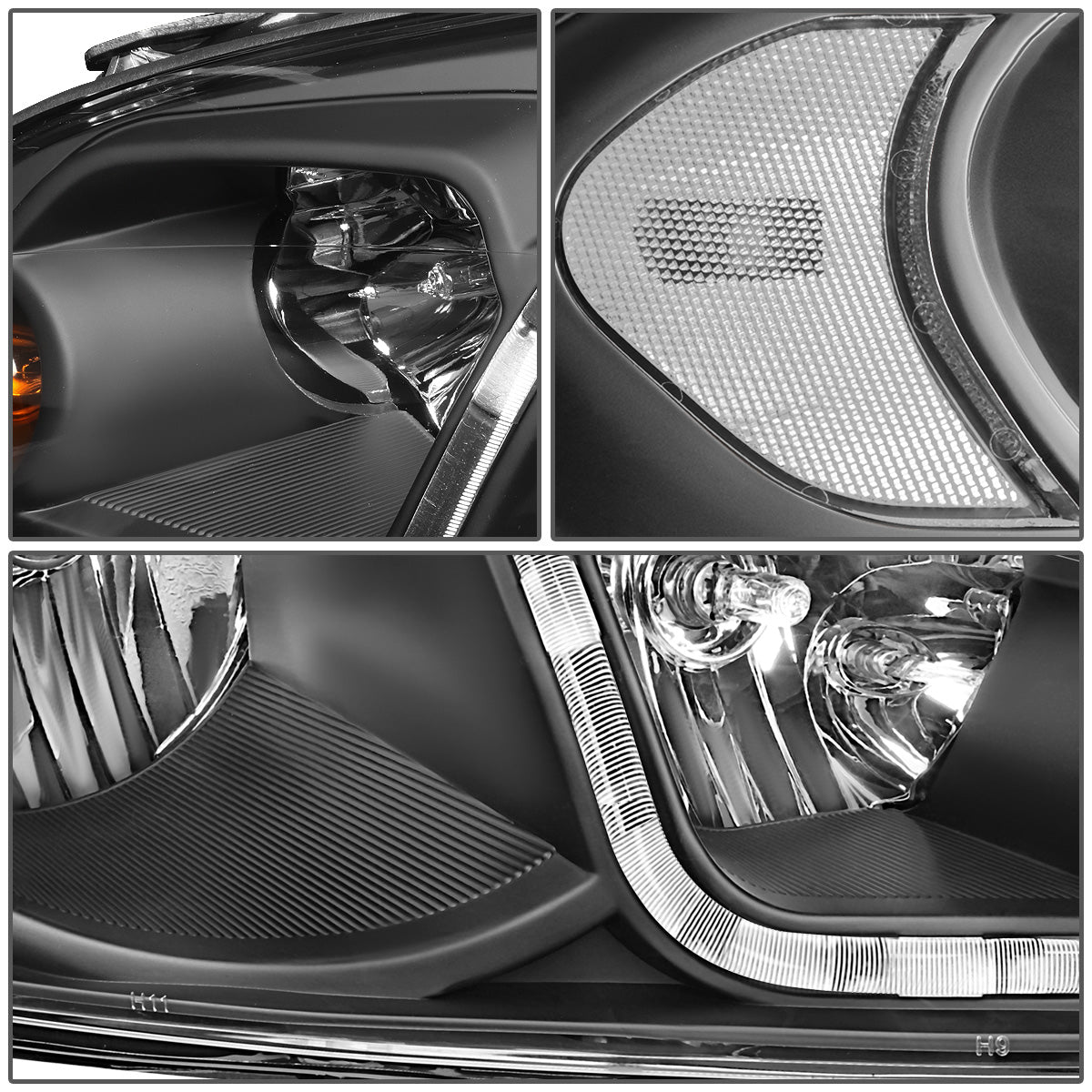 FAROS 06-13 CHEVY IMPALA / 06-07 MONTE CARLO / 14-16 CHEVY IMPALA LIMITED 2/4-DOOR - LED DRL - BLACK HOUSING / CLEAR CORNER - H11 LOW BEAM / H9 HIGH BEAM