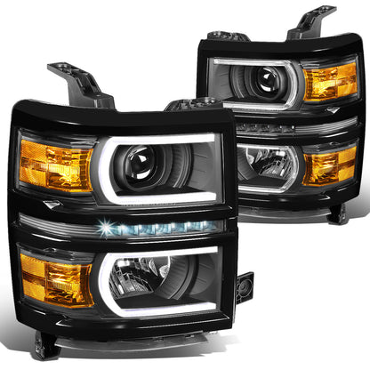 FAROS 14-15 CHEVROLET SILVERADO 1500 - LED DRL - BLACK HOUSING / AMBER CORNER - H1 LOW BEAM / 9005 HIGH BEAM