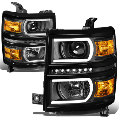 FAROS 14-15 CHEVROLET SILVERADO 1500 - LED DRL - BLACK HOUSING / AMBER CORNER - H1 LOW BEAM / 9005 HIGH BEAM