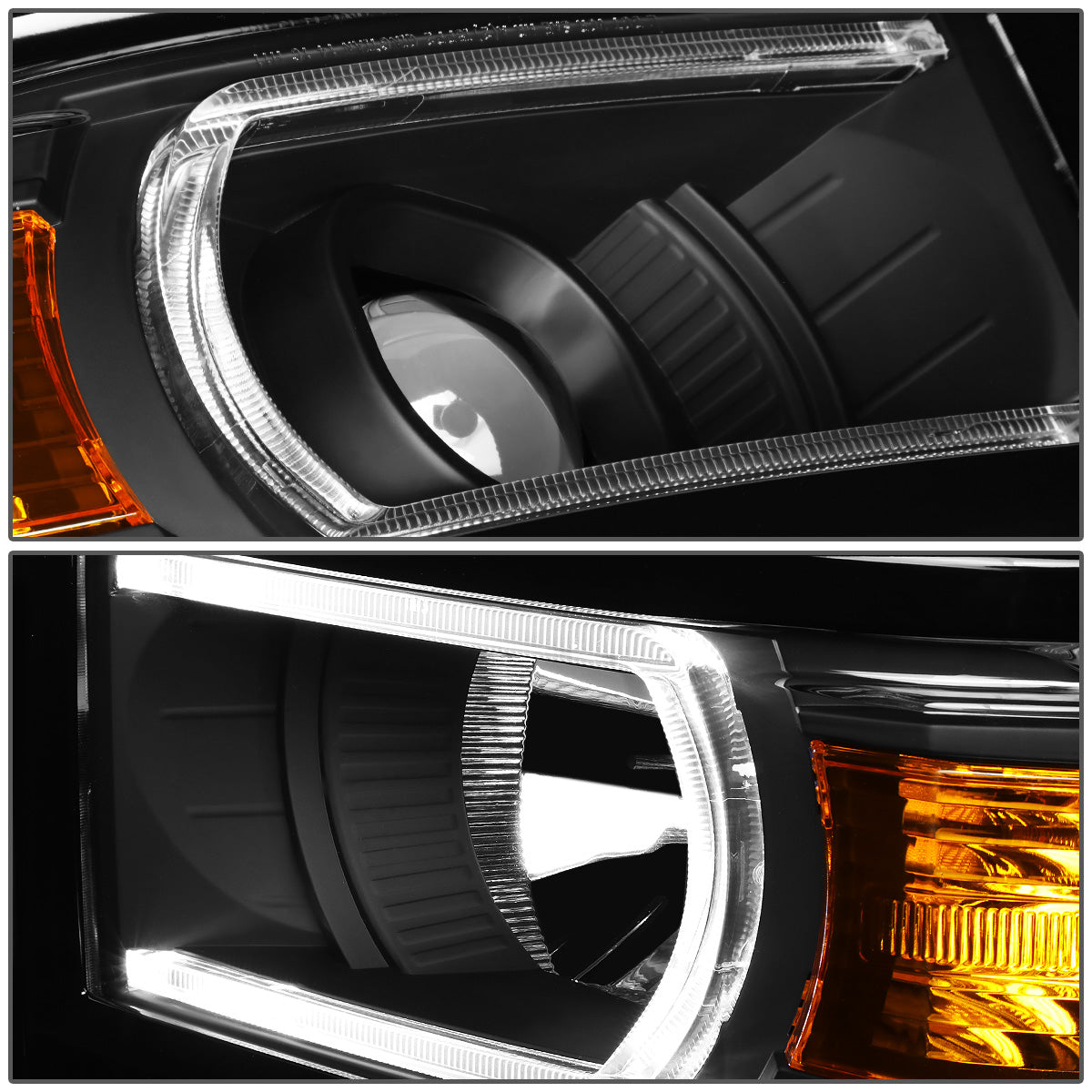 FAROS 14-15 CHEVROLET SILVERADO 1500 - LED DRL - BLACK HOUSING / AMBER CORNER - H1 LOW BEAM / 9005 HIGH BEAM