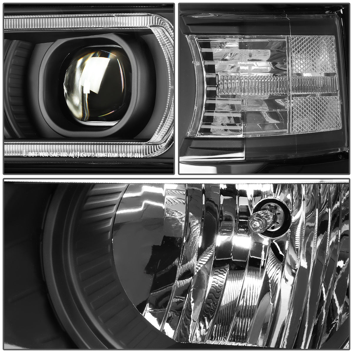 FAROS 14-15 CHEVROLET SILVERADO 1500 - LED DRL - BLACK HOUSING / CLEAR CORNER - H1 LOW BEAM / 9005 HIGH BEAM