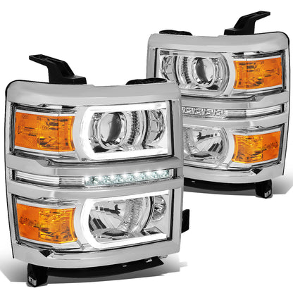 FAROS 14-15 CHEVROLET SILVERADO 1500 - LED DRL - CHROME HOUSING / AMBER CORNER - H1 LOW BEAM / 9005 HIGH BEAM