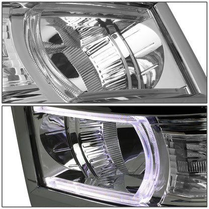 FAROS 14-15 CHEVROLET SILVERADO 1500 - LED DRL - CHROME HOUSING / CLEAR CORNER - H1 LOW BEAM / 9005 HIGH BEAM