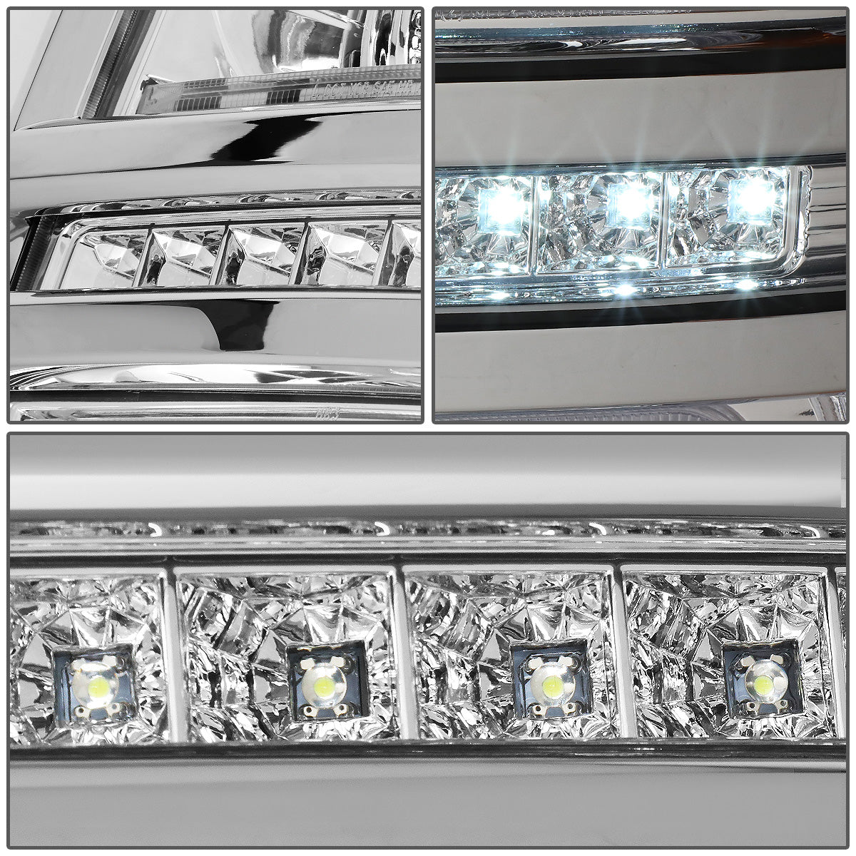 FAROS 14-15 CHEVROLET SILVERADO 1500 - LED DRL - CHROME HOUSING / CLEAR CORNER - H1 LOW BEAM / 9005 HIGH BEAM