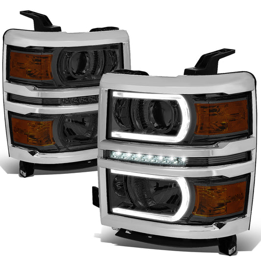 FAROS 14-15 CHEVROLET SILVERADO 1500 - LED DRL - SMOKE HOUSING / AMBER CORNER - H1 LOW BEAM / 9005 HIGH BEAM