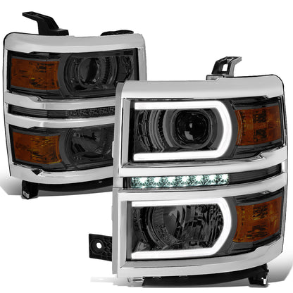 FAROS 14-15 CHEVROLET SILVERADO 1500 - LED DRL - SMOKE HOUSING / AMBER CORNER - H1 LOW BEAM / 9005 HIGH BEAM