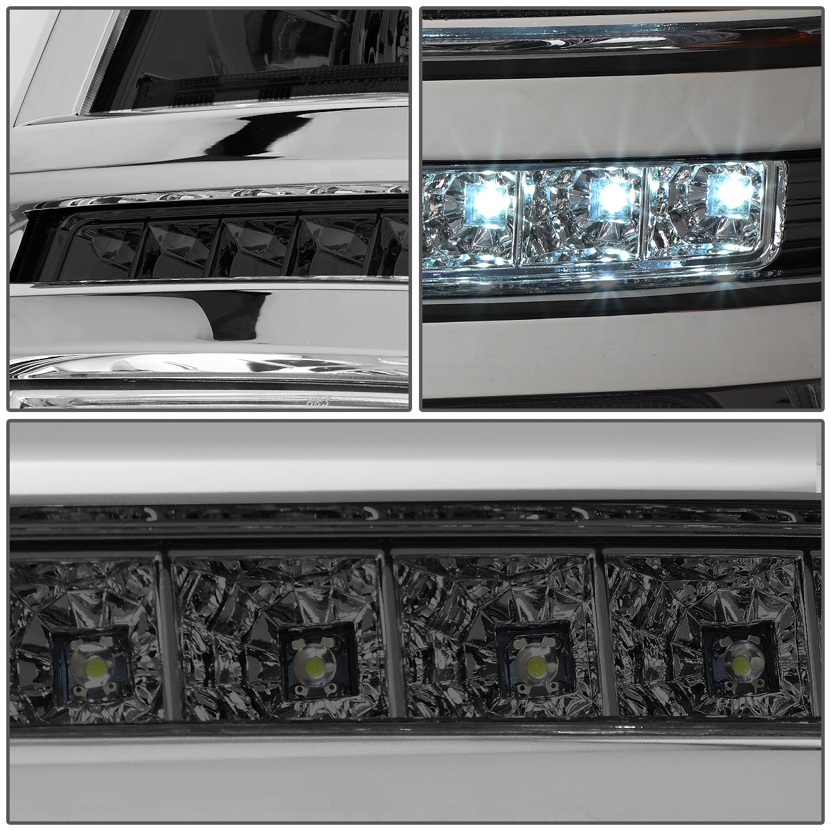 FAROS 14-15 CHEVROLET SILVERADO 1500 - LED DRL - SMOKE HOUSING / AMBER CORNER - H1 LOW BEAM / 9005 HIGH BEAM