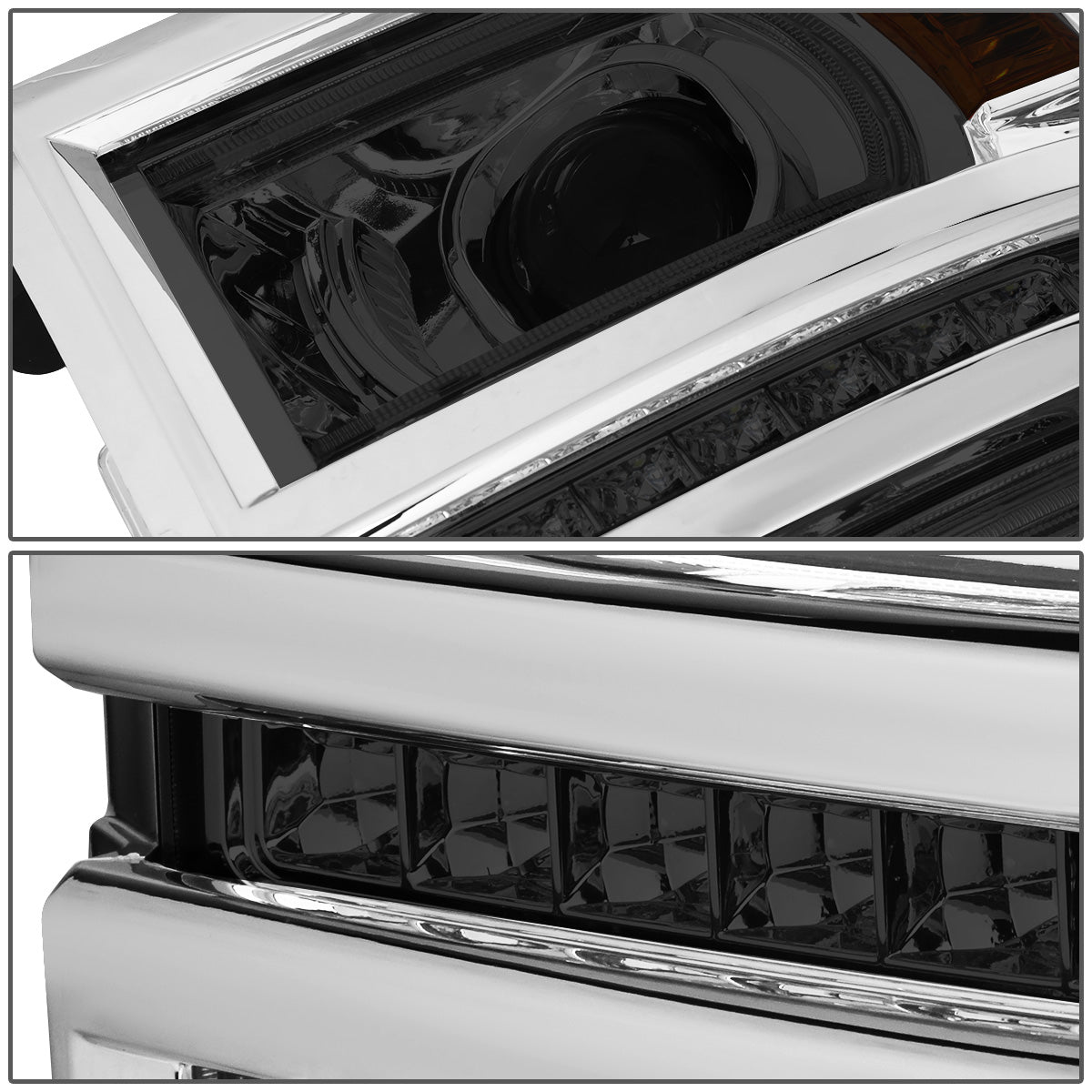 FAROS 14-15 CHEVROLET SILVERADO 1500 - LED DRL - SMOKE HOUSING / AMBER CORNER - H1 LOW BEAM / 9005 HIGH BEAM