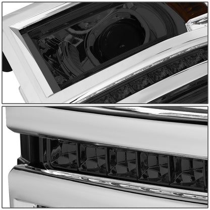 FAROS 14-15 CHEVROLET SILVERADO 1500 - LED DRL - SMOKE HOUSING / AMBER CORNER - H1 LOW BEAM / 9005 HIGH BEAM
