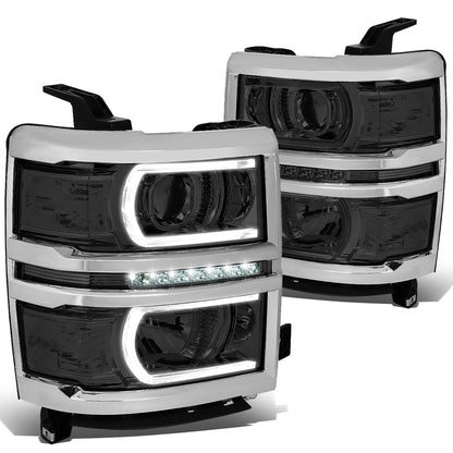 FAROS 14-15 CHEVROLET SILVERADO 1500 - LED DRL - SMOKE HOUSING / CLEAR CORNER - H1 LOW BEAM / 9005 HIGH BEAM