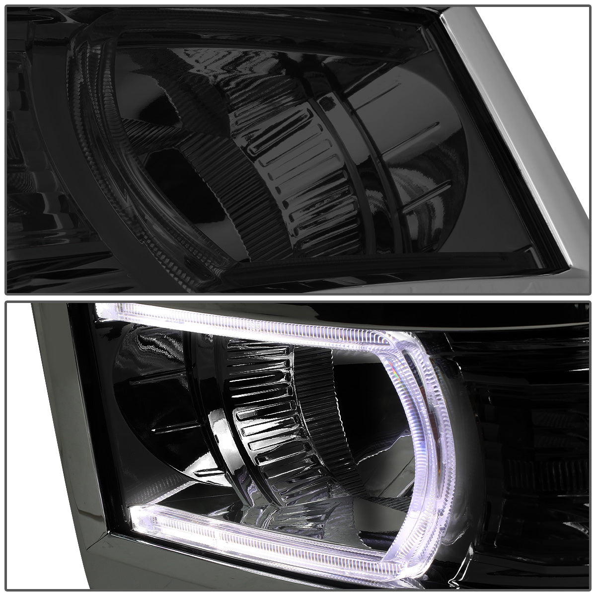 FAROS 14-15 CHEVROLET SILVERADO 1500 - LED DRL - SMOKE HOUSING / CLEAR CORNER - H1 LOW BEAM / 9005 HIGH BEAM