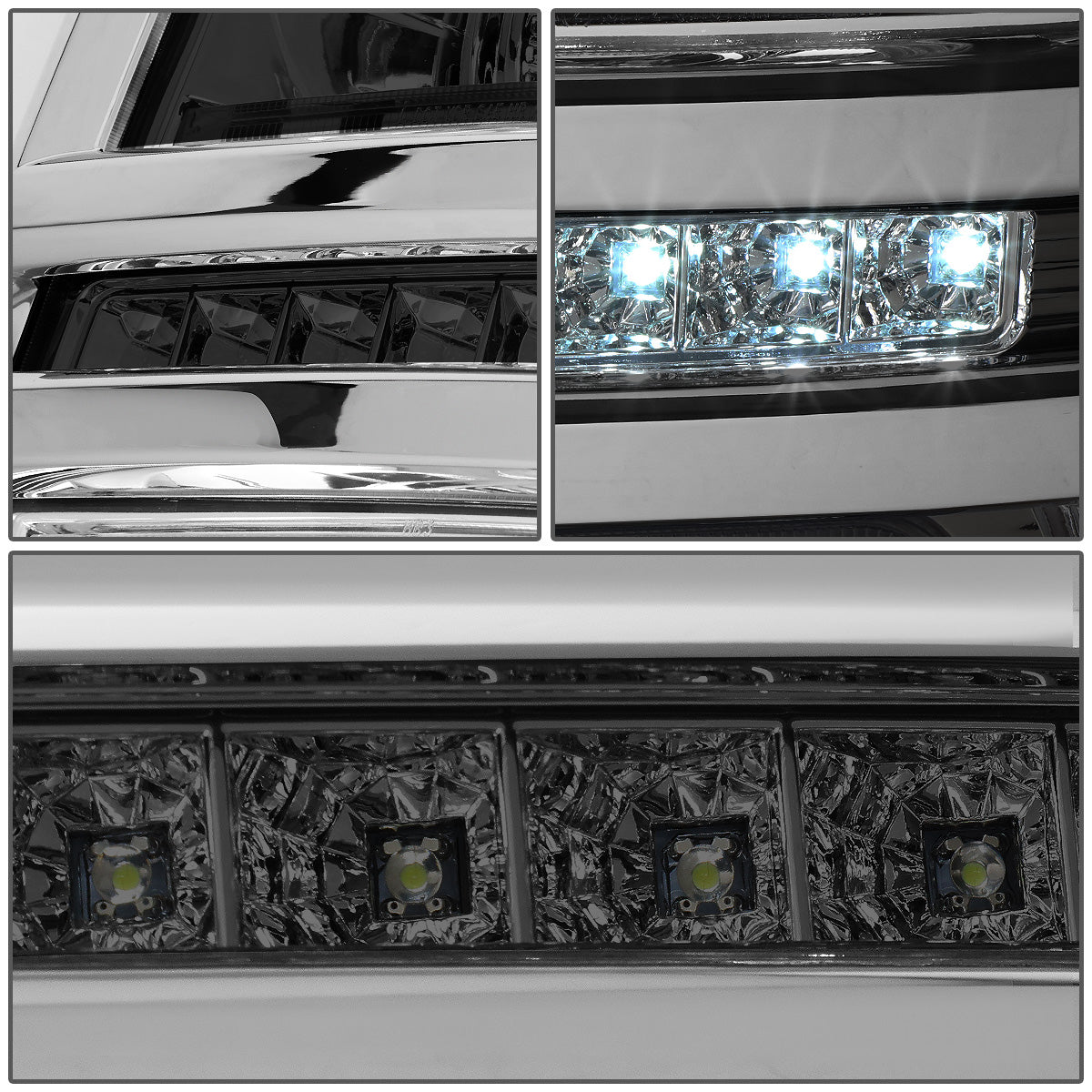 FAROS 14-15 CHEVROLET SILVERADO 1500 - LED DRL - SMOKE HOUSING / CLEAR CORNER - H1 LOW BEAM / 9005 HIGH BEAM