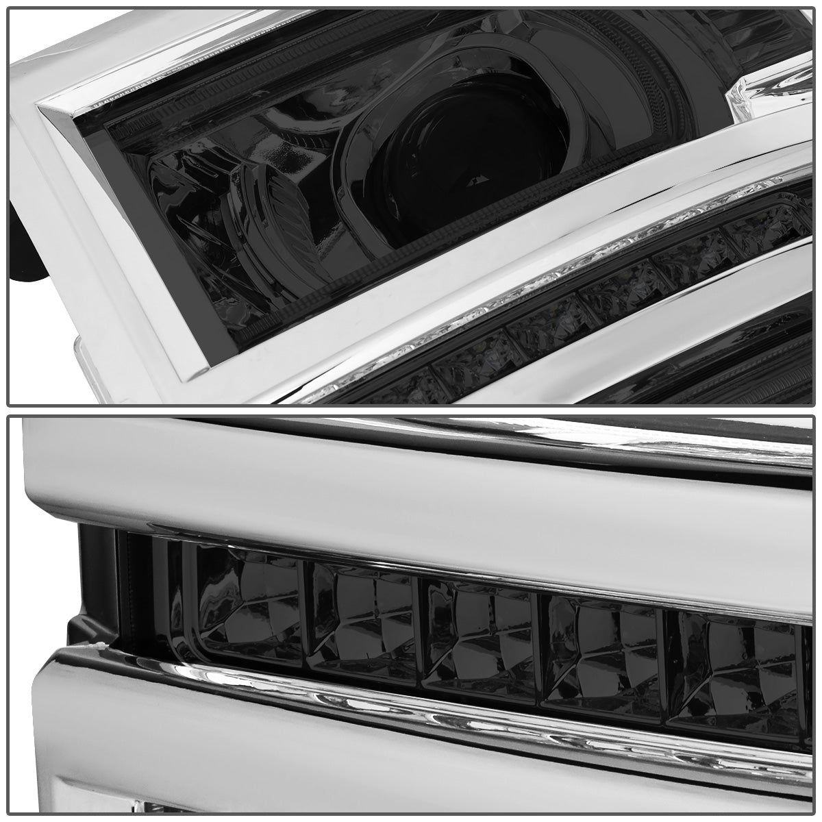 FAROS 14-15 CHEVROLET SILVERADO 1500 - LED DRL - SMOKE HOUSING / CLEAR CORNER - H1 LOW BEAM / 9005 HIGH BEAM