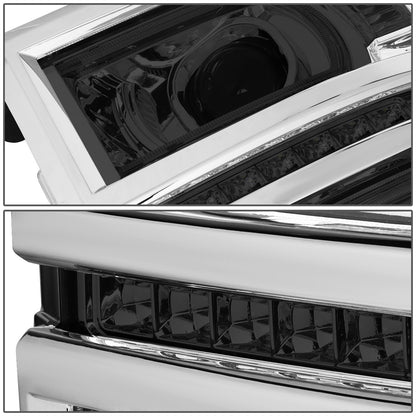 FAROS 14-15 CHEVROLET SILVERADO 1500 - LED DRL - SMOKE HOUSING / CLEAR CORNER - H1 LOW BEAM / 9005 HIGH BEAM