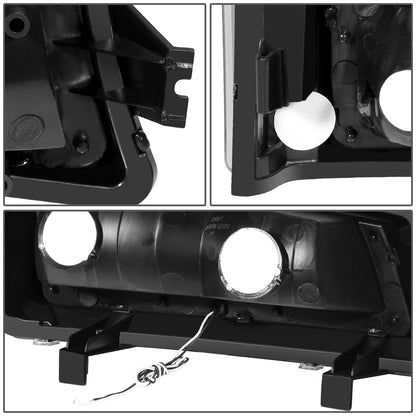 FAROS 03-06 CHEVY SILVERADO 1500, 2500, 3500 / 2007 CHEVY SILVERADO 1500, 2500, 3500 / 03-06 CHEVY AVALANCHE - FITS MODELS WITHOUT BODY CLADDING ONLY - FITS MODELS WITH HALOGEN HEADLIGHTS ONLY - LED DRL - 4PC - BLACK HOUSING / CLEAR CORNER