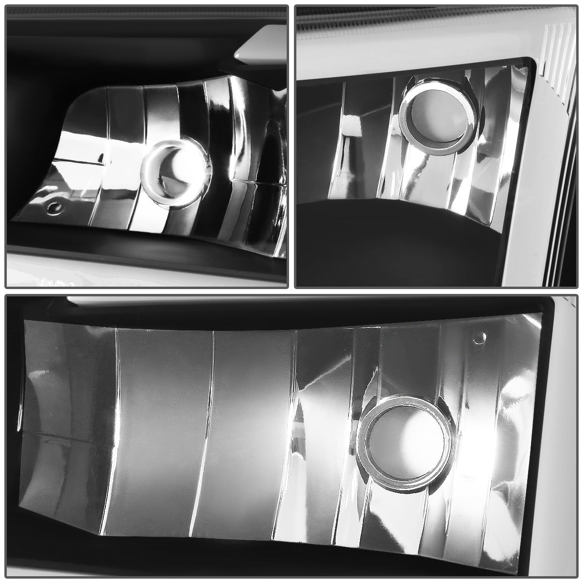 FAROS 03-06 CHEVY SILVERADO 1500, 2500, 3500 / 2007 CHEVY SILVERADO 1500, 2500, 3500 / 03-06 CHEVY AVALANCHE - FITS MODELS WITHOUT BODY CLADDING ONLY - FITS MODELS WITH HALOGEN HEADLIGHTS ONLY - LED DRL - 4PC - BLACK HOUSING / CLEAR CORNER