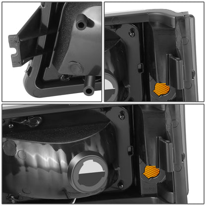FAROS 03-06 CHEVY SILVERADO 1500, 2500, 3500 / 2007 CHEVY SILVERADO 1500, 2500, 3500 / 03-06 CHEVY AVALANCHE - FITS MODELS WITHOUT BODY CLADDING ONLY - FITS MODELS WITH HALOGEN HEADLIGHTS ONLY - LED DRL - 4PC - BLACK HOUSING / AMBER CORNER / SMOKE LENS