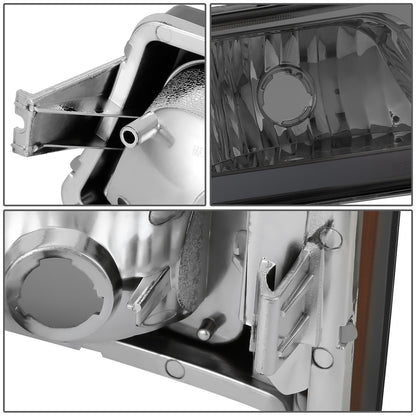 FAROS 03-06 CHEVY SILVERADO 1500, 2500, 3500 / 2007 CHEVY SILVERADO 1500, 2500, 3500 / 03-06 CHEVY AVALANCHE - FITS MODELS WITHOUT BODY CLADDING ONLY - FITS MODELS WITH HALOGEN HEADLIGHTS ONLY - LED DRL - 4PC - SMOKE HOUSING / AMBER CORNER