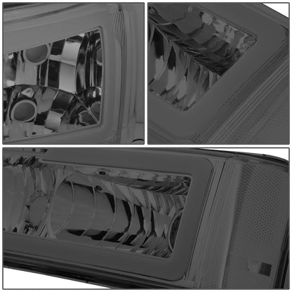 FAROS 03-06 CHEVY SILVERADO 1500, 2500, 3500 / 2007 CHEVY SILVERADO 1500, 2500, 3500 / 03-06 CHEVY AVALANCHE - FITS MODELS WITHOUT BODY CLADDING ONLY - FITS MODELS WITH HALOGEN HEADLIGHTS ONLY - LED DRL - 4PC - SMOKE HOUSING / CLEAR CORNER