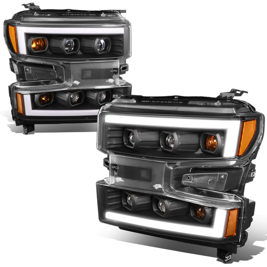 FAROS 19-21 CHEVY SILVERADO 1500 WT/CUSTOM/TRAIL BOSS ONLY / 22 SILVERADO 1500 LTD - LED DRL - QUAD PROJECTOR - BLACK HOUSING / AMBER CORNER - H1 HIGH / H1 LOW / 7444 SIGNAL - DOES NOT FIT FACTORY LED MODELS