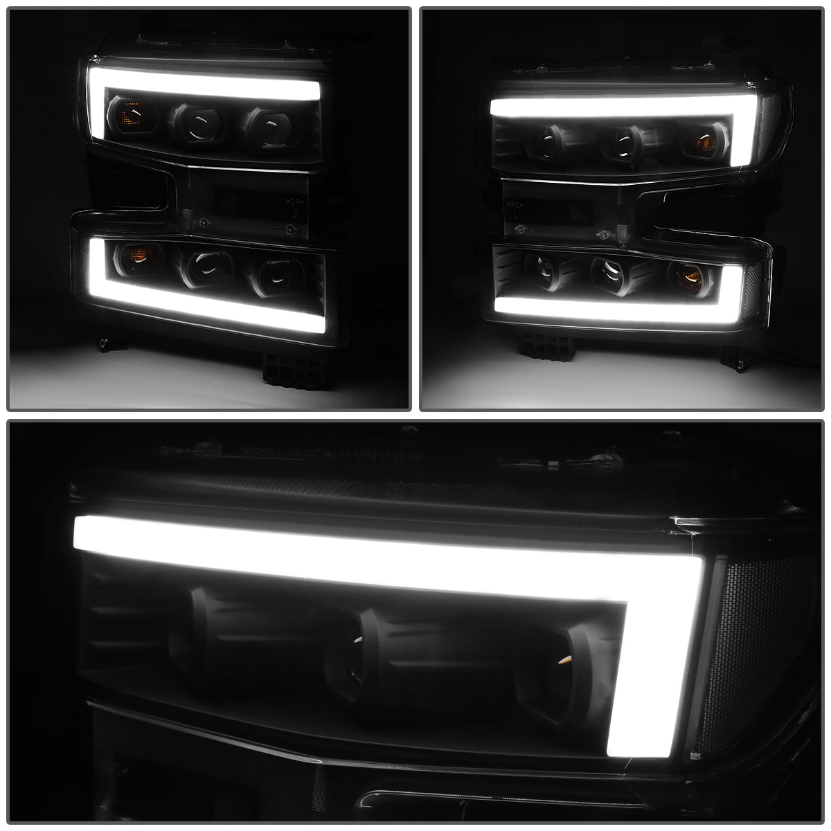 FAROS 19-21 CHEVY SILVERADO 1500 WT/CUSTOM/TRAIL BOSS ONLY / 22 SILVERADO 1500 LTD - LED DRL - QUAD PROJECTOR - BLACK HOUSING / CLEAR CORNER - H1 HIGH / H1 LOW / 7444 SIGNAL - DOES NOT FIT FACTORY LED MODELS