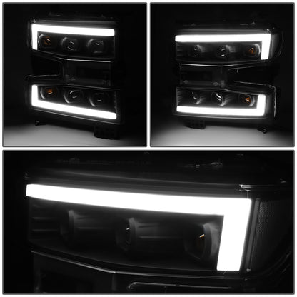 FAROS 19-21 CHEVY SILVERADO 1500 WT/CUSTOM/TRAIL BOSS ONLY / 22 SILVERADO 1500 LTD - LED DRL - QUAD PROJECTOR - BLACK HOUSING / CLEAR CORNER - H1 HIGH / H1 LOW / 7444 SIGNAL - DOES NOT FIT FACTORY LED MODELS
