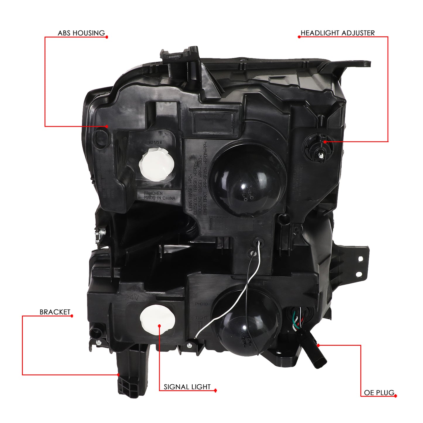 FAROS 19-21 CHEVY SILVERADO 1500 WT/CUSTOM/TRAIL BOSS ONLY / 22 SILVERADO 1500 LTD - LED DRL - QUAD PROJECTOR - BLACK HOUSING / CLEAR CORNER - H1 HIGH / H1 LOW / 7444 SIGNAL - DOES NOT FIT FACTORY LED MODELS