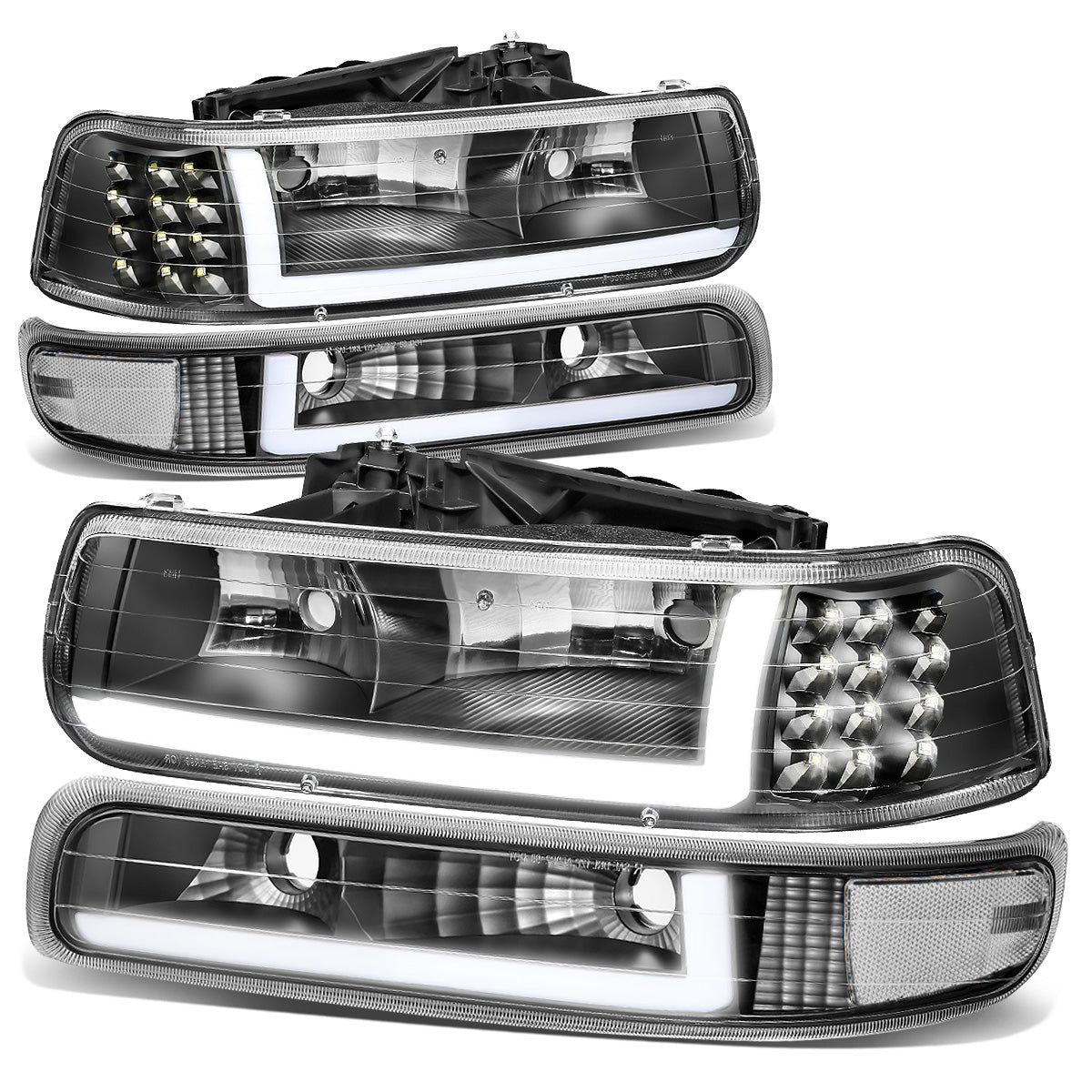 FAROS 99-02 CHEVY SILVERADO 1500, 2500 / 01-02 CHEVY SILVERADO 1500HD, SILVERADO 2500HD, SILVERADO 3500 / 00-06 CHEVY SUBURBAN 1500, SUBURBAN 2500, TAHOE - LED DRL - DRL REQUIRES WIRING INTO EXISTING LIGHTING HARNESS - 4PC - BLACK HOUSING / CLEAR CORNER