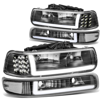 FAROS 99-02 CHEVY SILVERADO 1500, 2500 / 01-02 CHEVY SILVERADO 1500HD, SILVERADO 2500HD, SILVERADO 3500 / 00-06 CHEVY SUBURBAN 1500, SUBURBAN 2500, TAHOE - LED DRL - DRL REQUIRES WIRING INTO EXISTING LIGHTING HARNESS - 4PC - BLACK HOUSING / CLEAR CORNER