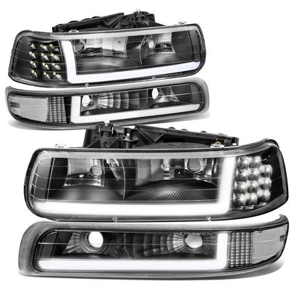 FAROS 99-02 CHEVY SILVERADO 1500, 2500 / 01-02 CHEVY SILVERADO 1500HD, SILVERADO 2500HD, SILVERADO 3500 / 00-06 CHEVY SUBURBAN 1500, SUBURBAN 2500, TAHOE - LED DRL - DRL REQUIRES WIRING INTO EXISTING LIGHTING HARNESS - 4PC - BLACK HOUSING / CLEAR CORNER
