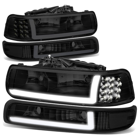 FAROS 99-02 CHEVY SILVERADO 1500, 2500 / 01-02 CHEVY SILVERADO 1500HD, SILVERADO 2500HD, SILVERADO 3500 / 00-06 CHEVY SUBURBAN 1500, SUBURBAN 2500, TAHOE - LED DRL - DRL REQUIRES WIRING INTO EXISTING LIGHTING HARNESS - 4PC - BLACK HOUSING / CLEAR CORNER /