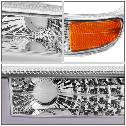 FAROS 99-02 CHEVY SILVERADO 1500, 2500 / 01-02 CHEVY SILVERADO 1500HD, SILVERADO 2500HD, SILVERADO 3500 / 00-06 CHEVY SUBURBAN 1500, SUBURBAN 2500, TAHOE - LED DRL - DRL REQUIRES WIRING INTO EXISTING LIGHTING HARNESS - 4PC - CHROME HOUSING / AMBER CORNER