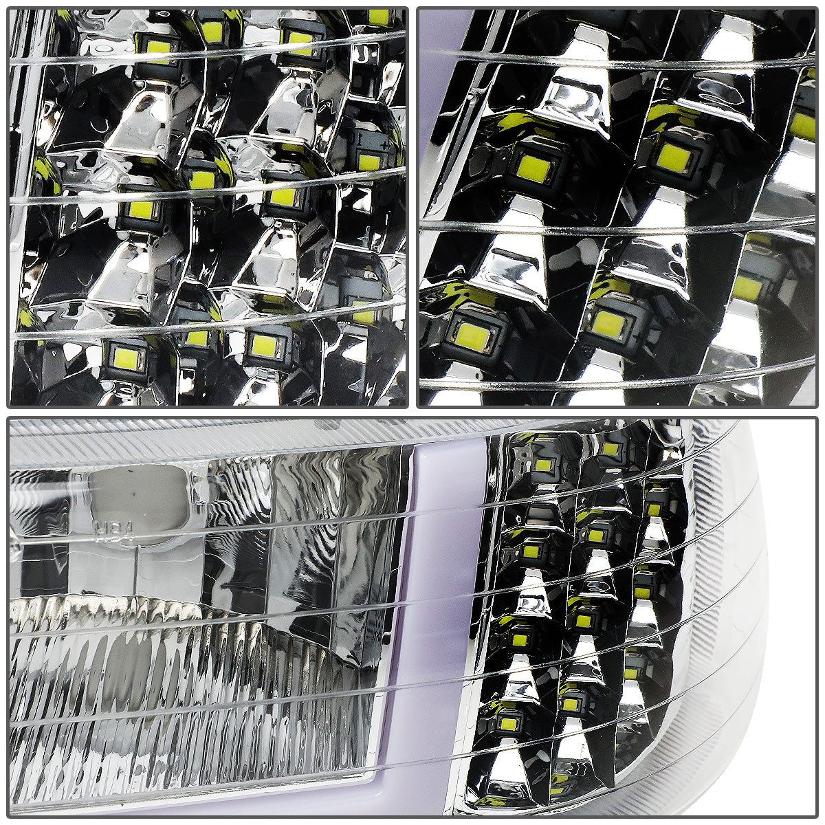 FAROS 99-02 CHEVY SILVERADO 1500, 2500 / 01-02 CHEVY SILVERADO 1500HD, SILVERADO 2500HD, SILVERADO 3500 / 00-06 CHEVY SUBURBAN 1500, SUBURBAN 2500, TAHOE - LED DRL - DRL REQUIRES WIRING INTO EXISTING LIGHTING HARNESS - 4PC - CHROME HOUSING / AMBER CORNER