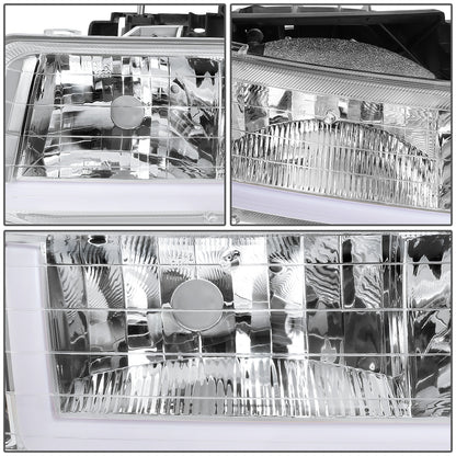 FAROS 99-02 CHEVY SILVERADO 1500, 2500 / 01-02 CHEVY SILVERADO 1500HD, SILVERADO 2500HD, SILVERADO 3500 / 00-06 CHEVY SUBURBAN 1500, SUBURBAN 2500, TAHOE - LED DRL - DRL REQUIRES WIRING INTO EXISTING LIGHTING HARNESS - 4PC - CHROME HOUSING / AMBER CORNER