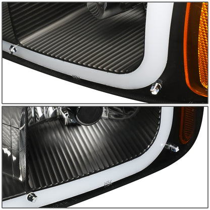 FAROS 2001 GMC SIERRA C3 / 02-06 GMC SIERRA 1500 DENALI / 01-06 GMC YUKON DENALI, YUKON XL 1500 DENALI / 2007 GMC SIERRA 1500 DENALI - LED DRL - 4PC - BLACK HOUSING / AMBER CORNER
