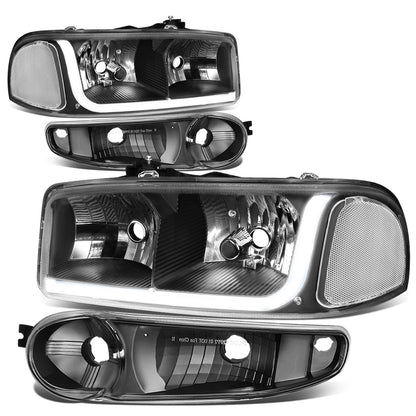 FAROS 2001 GMC SIERRA C3 / 02-06 GMC SIERRA 1500 DENALI / 01-06 GMC YUKON DENALI, YUKON XL 1500 DENALI / 2007 GMC SIERRA 1500 DENALI - LED DRL - 4PC - BLACK HOUSING / CLEAR CORNER
