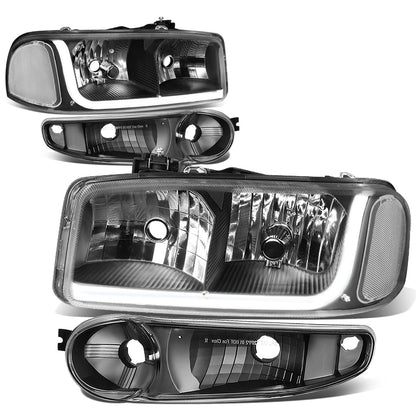 FAROS 2001 GMC SIERRA C3 / 02-06 GMC SIERRA 1500 DENALI / 01-06 GMC YUKON DENALI, YUKON XL 1500 DENALI / 2007 GMC SIERRA 1500 DENALI - LED DRL - 4PC - BLACK HOUSING / CLEAR CORNER