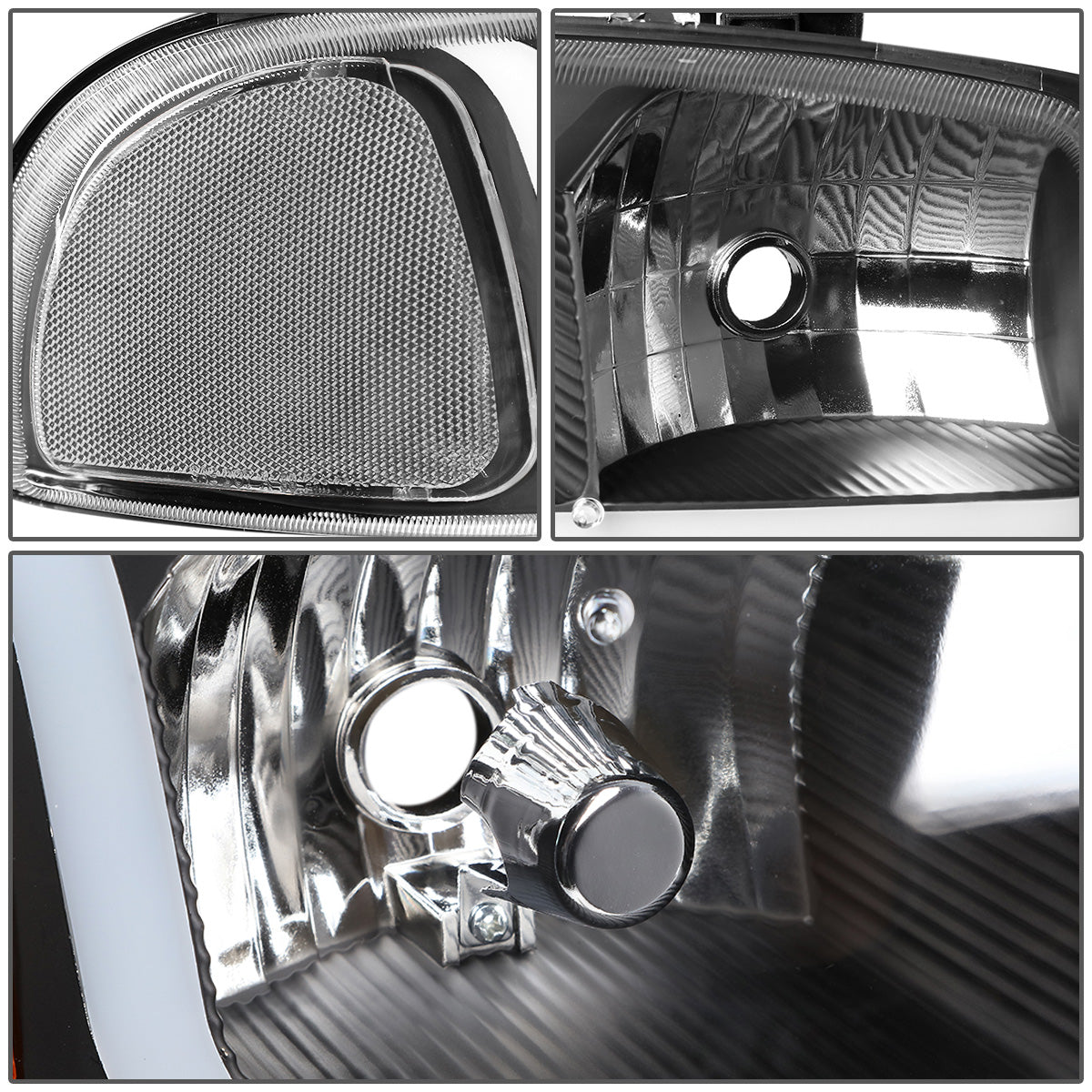 FAROS 2001 GMC SIERRA C3 / 02-06 GMC SIERRA 1500 DENALI / 01-06 GMC YUKON DENALI, YUKON XL 1500 DENALI / 2007 GMC SIERRA 1500 DENALI - LED DRL - 4PC - BLACK HOUSING / CLEAR CORNER