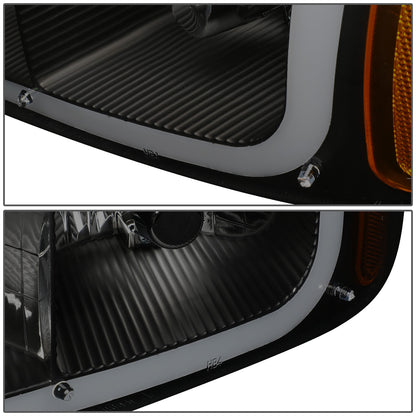 FAROS 2001 GMC SIERRA C3 / 02-06 GMC SIERRA 1500 DENALI / 01-06 GMC YUKON DENALI, YUKON XL 1500 DENALI / 2007 GMC SIERRA 1500 DENALI - LED DRL - 4PC - BLACK HOUSING / AMBER CORNER / SMOKE LENS