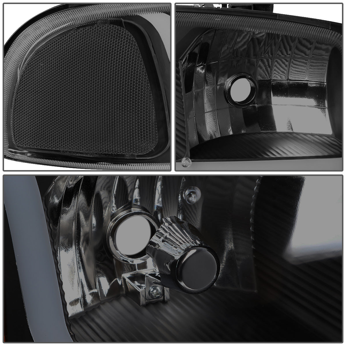 FAROS 2001 GMC SIERRA C3 / 02-06 GMC SIERRA 1500 DENALI / 01-06 GMC YUKON DENALI, YUKON XL 1500 DENALI / 2007 GMC SIERRA 1500 DENALI - LED DRL - 4PC - BLACK HOUSING / CLEAR CORNER / SMOKE LENS