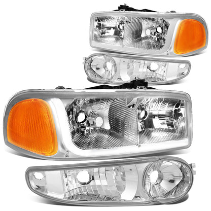 FAROS 2001 GMC SIERRA C3 / 02-06 GMC SIERRA 1500 DENALI / 01-06 GMC YUKON DENALI, YUKON XL 1500 DENALI / 2007 GMC SIERRA 1500 DENALI - LED DRL - 4PC - CHROME HOUSING / AMBER CORNER