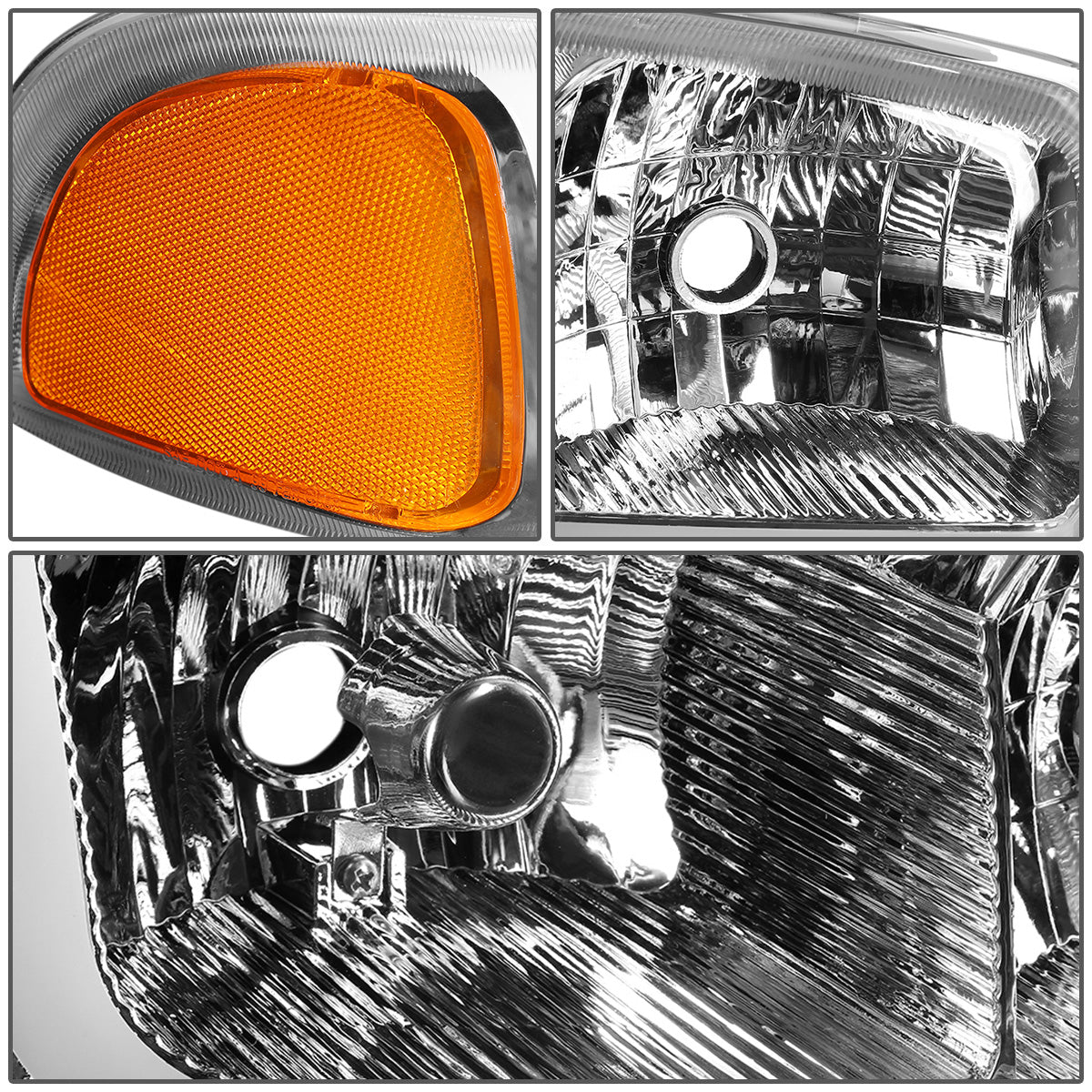 FAROS 2001 GMC SIERRA C3 / 02-06 GMC SIERRA 1500 DENALI / 01-06 GMC YUKON DENALI, YUKON XL 1500 DENALI / 2007 GMC SIERRA 1500 DENALI - LED DRL - 4PC - CHROME HOUSING / AMBER CORNER