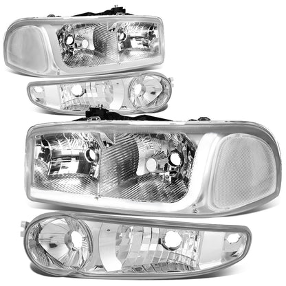 FAROS 2001 GMC SIERRA C3 / 02-06 GMC SIERRA 1500 DENALI / 01-06 GMC YUKON DENALI, YUKON XL 1500 DENALI / 2007 GMC SIERRA 1500 DENALI - LED DRL - 4PC - CHROME HOUSING / CLEAR CORNER