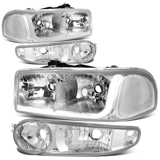 FAROS 2001 GMC SIERRA C3 / 02-06 GMC SIERRA 1500 DENALI / 01-06 GMC YUKON DENALI, YUKON XL 1500 DENALI / 2007 GMC SIERRA 1500 DENALI - LED DRL - 4PC - CHROME HOUSING / CLEAR CORNER