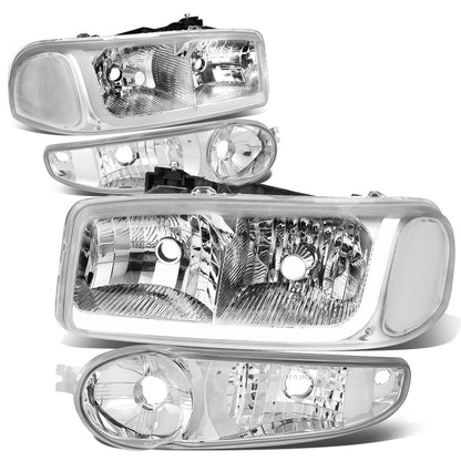 FAROS 2001 GMC SIERRA C3 / 02-06 GMC SIERRA 1500 DENALI / 01-06 GMC YUKON DENALI, YUKON XL 1500 DENALI / 2007 GMC SIERRA 1500 DENALI - LED DRL - 4PC - CHROME HOUSING / CLEAR CORNER