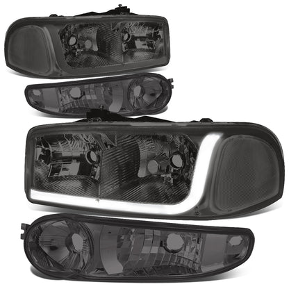 FAROS 2001 GMC SIERRA C3 / 02-06 GMC SIERRA 1500 DENALI / 01-06 GMC YUKON DENALI, YUKON XL 1500 DENALI / 2007 GMC SIERRA 1500 DENALI - LED DRL - 4PC - SMOKE HOUSING / CLEAR CORNER