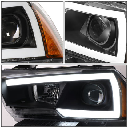 FAROS 11-14 DODGE CHARGER WITH HALOGEN HEADLIGHTS - LED DRL - PROJECTOR - BLACK HOUSING / AMBER CORNER - 9005 HIGH / H11 LOW BEAM / 3157A TURN SIGNAL
