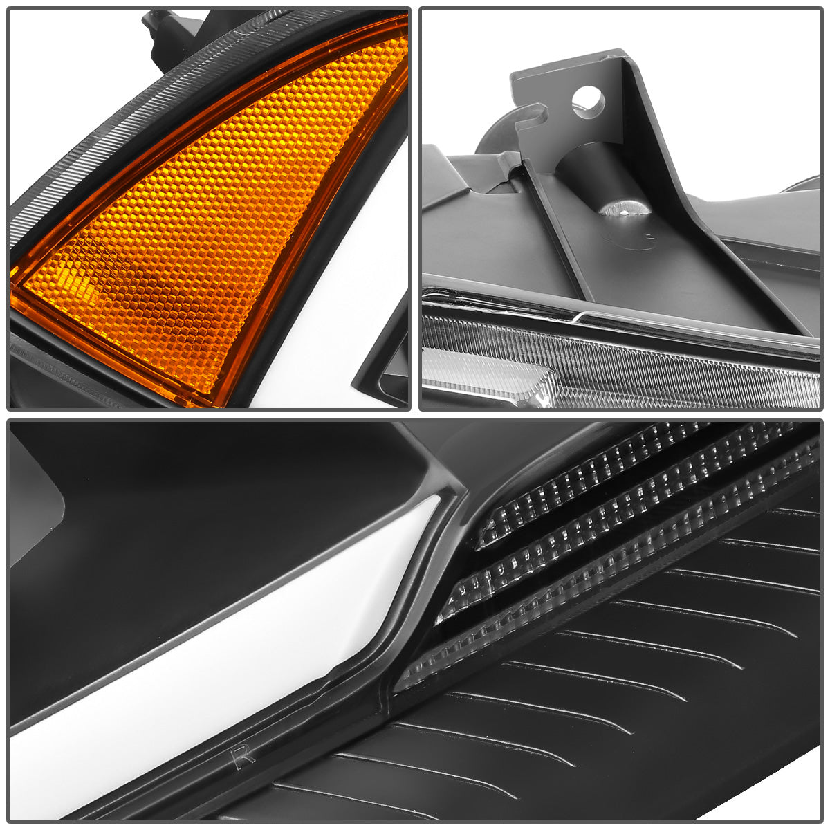 FAROS 11-14 DODGE CHARGER WITH HALOGEN HEADLIGHTS - LED DRL - PROJECTOR - BLACK HOUSING / AMBER CORNER - 9005 HIGH / H11 LOW BEAM / 3157A TURN SIGNAL